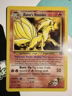 Blaine's Ninetales 21/132, Gym Challenge, Pokemon TCG, Unlimited 2000, WOTC, NM - Image 2