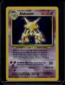 Pokemon TCG Alakazam 1/102 Base Set Holo Rare LP - Image 1