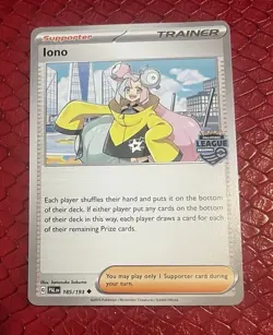 Pokemon TCG Iono Stamped Philippines League Prize Regional Promo Rare 185/193 - Image 1