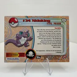 Nidoking #34 Textured Holo Foil, Vintage 1999 Topps Pokemon TV Animation Edition - Image 2