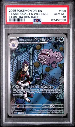 2025 POKEMON DRI ILLUSTRATION RARE #199 TEAM ROCKET'S WEEZING PSA 10 - Image 1