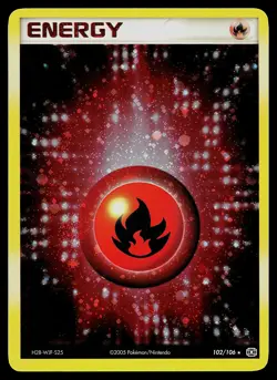 Pokemon Card - Fire Energy Emerald 102/106 Holo Rare Reverse Holo - Image 1