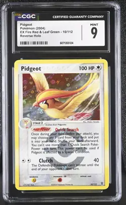 CGC 9 MINT Pidgeot EX Fire Red & Leaf Green 10/112 Reverse Holo Pokemon Card - Image 1