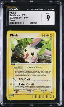 CGC 9 MINT Plusle 2003 EX Dragon 8/97 Holo Pokemon Card - Image 1