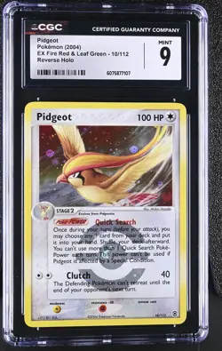 CGC 9 MINT Pidgeot EX Fire Red & Leaf Green 10/112 Reverse Holo Pokemon Card - Image 1