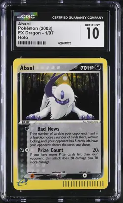 CGC 10 GEM MINT Absol 2003 EX Dragon 1/97 Holo Pokemon Card - Image 1