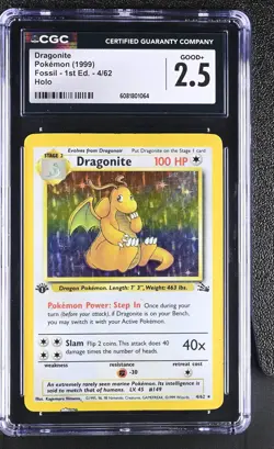 CGC 2.5 Dragonite 1999 Fossil 1st Edition 4/62 Holo Pokemon Card - Image 1