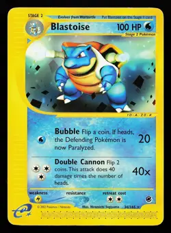 Blastoise 36/165 Rare Expedition Pokemon Card creased - Image 1