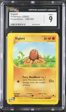 CGC 9 MINT Diglett 2002 Expedition 106/165 Pokemon Card - Image 1