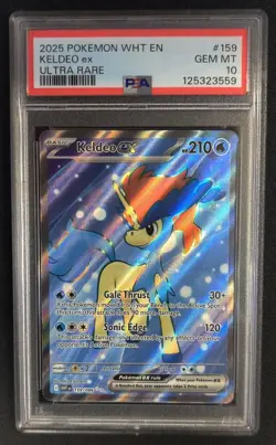 PSA 10 GEM MINT Keldeo ex 159/086 Ultra Rare WHT White Flare Pokemon Graded Card - Image 1