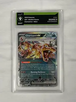 2023 Pokemon Card Charizard EX 125/197 OBF Obsidian Flames Holo Graded Degree 9 - Image 1