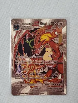 Pokemon Rose Gold Foil Fan Art Card Charizard Solar Form Vmax Hp7900 - Image 1