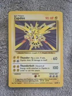 Zapdos 16/102 Base Set Unlimited Holo Pokemon TCG card LP - Image 1