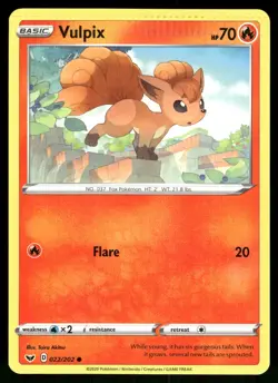 Vulpix Crimped Error NM 022/202 Sword & Shield Base Set Pokemon Card - Image 1