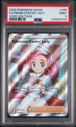 Pokemon Center Lady (Full Art) 185/185 Swsh04: Vivid Voltage Holo PSA 9 - Image 1