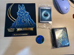 Pokemon ME01 Lucario ETB - Player's Guide, Coin, Dice, Sleeves, Basic Energy - Image 1