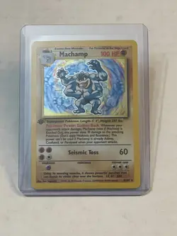 VTG Pokemon TCG Machamp 8/102 1st Edition Holo Rare Base Set 1999 WOTC HP - Image 1