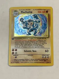 VTG Pokemon TCG Machamp 8/102 1st Edition Holo Rare Base Set 1999 WOTC HP - Image 3