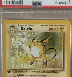 RAICHU - 1999 Base Set 1st Edition Holo (14/102) Pokemon - German PSA9 MINT - Image 2