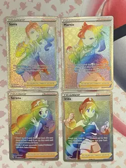 Pokemon TCG Lot Of 4 Secret Rare Rainbow Trainer Cards Marnie,Sonia,Serena,Irida - Image 1