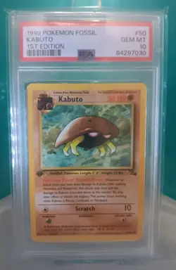 1999 POKEMON FOSSIL 1ST ED #50 KABUTO PSA 10 - Image 1