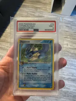 2005 Pokemon Unseen Forces | HOLO | Vaporeon EX | #19 | PSA 9 - Image 1