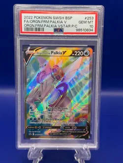 2022 pokemon Palkia V Origin Forme SWSH253 Full Art Promo PSA 9 - Image 1
