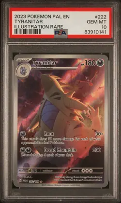 2023 Pokemon TCG Tyranitar Holo IR Card 222/193 Rare Paldea Evolved PSA 10💎 - Image 1