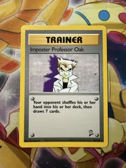 Imposter Professor Oak 102/130 - VINTAGE WOTC Pokemon CARD - BASE SET 2 - NM - Image 1