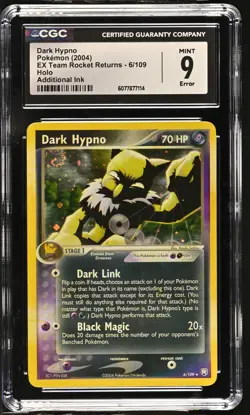 CGC 9 MINT Dark Hypno 2004 EX Team Rocket Returns 6/109 Holo SWIRL Pokemon Card - Image 1