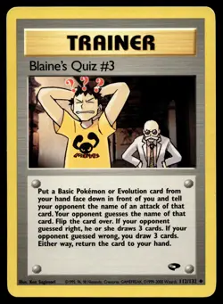 BLAINE'S QUIZ #3 112/132 UNCOMMON GYM CHALLENGE POKEMON - Image 1