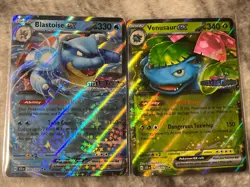 Pokemon TCG Stellar Crown - Blastoise Ex, Venusaur Ex STAMPED+1 Free Jumbo - Image 1