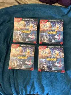 POKEMON SURGING SPARKS BOOSTER BUNDLE LOT X4 SCARLET VIOLET PIKACHU LATIAS TCG - Image 1