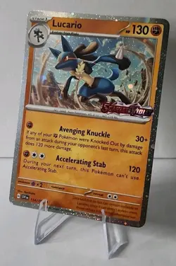 Pokemon TCG Lucario Cosmo Holo STAMPED 114/198 Scarlet & Violet Near Mint - Image 1