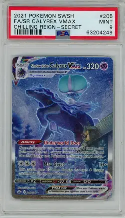 2021 Pokemon Chiling Reign FA/Calyrex VMAX 205/198 Secret Full Art PSA 9 - Image 1