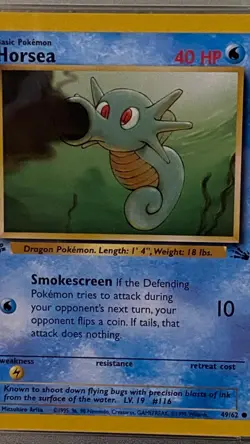 Horsea 49/62 First Edition 1999 Pokemon Fossil PSA NM-Mint 8 Graded Card - Image 3