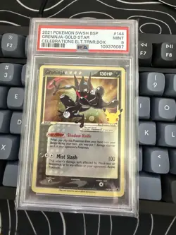 Pokemon Greninja TCG Gold Star Holo Card SWSH144 PSA 9 Celebrations Promo - Image 1