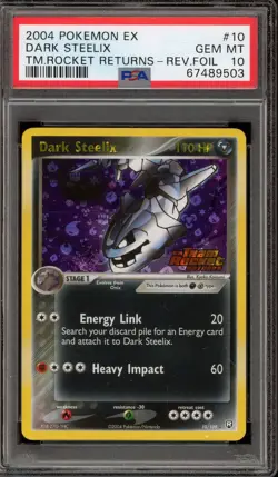Pokemon Dark Steelix EX Team Rocket Returns Reverse Holo Rare #10 PSA 10 - Image 1
