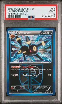 2013 POKEMON B&W PLASMA FREEZE #64 UMBREON-HOLO PSA 9 - Image 1