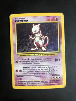 Pokemon TCG Mewtwo Base Set 10/102 Holo Unlimited Holo Rare MP - Image 1
