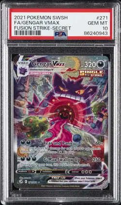 2021 POKEMON SWORD & SHIELD FUSION STRIKE SECRET FULL ART/GENGAR VMAX PSA 10 - Image 1