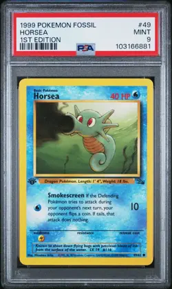 1999 POKEMON FOSSIL 1ST EDITION #49 HORSEA PSA 9 - Image 1