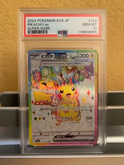 2024 POKEMON JPN SV8-SUPER ELECTRIC BREAKER SUPER RARE 122/106 PIKACHU EX PSA 10 - Image 1