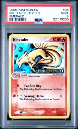 2005 POKEMON EX EMERALD #38 NINETALES-REVERSE FOIL PSA 9 - Image 1