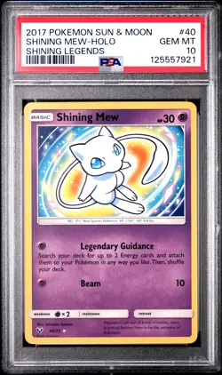 2017 POKEMON SUN & MOON SHINING LEGENDS #40 SHINING MEW-HOLO PSA 10 - Image 1