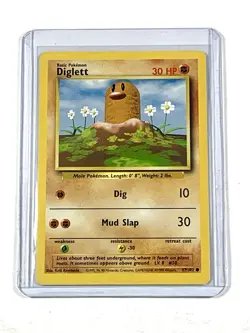 Diglett 47/102 Pokemon Base Set Rotated Fighting Symbol Error - Image 1