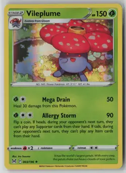 Vileplume 3/196 Pokemon Lost Origin Holo Rare Lightly Played Card (LP) 1 - Image 1