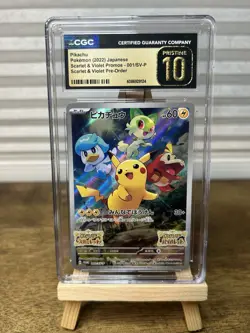 CGC 10 Pristine Pikachu 001/SV-P SV Pre-Order Promo Japanese Pokemon Card - Image 1