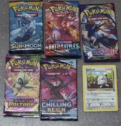 5 Pokemon packs & 1 Promo Card,Chilling Reign, Battle Styles Etc., SHIPS FAST - Image 1