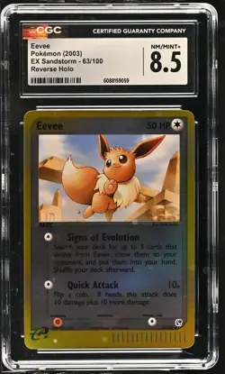 CGC 8.5 Eevee 2003 EX Sandstorm 63/100 Reverse Holo Pokemon Card - Image 1